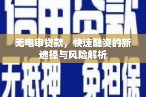 贵定无电审贷款，快速融资的新选择与风险解析